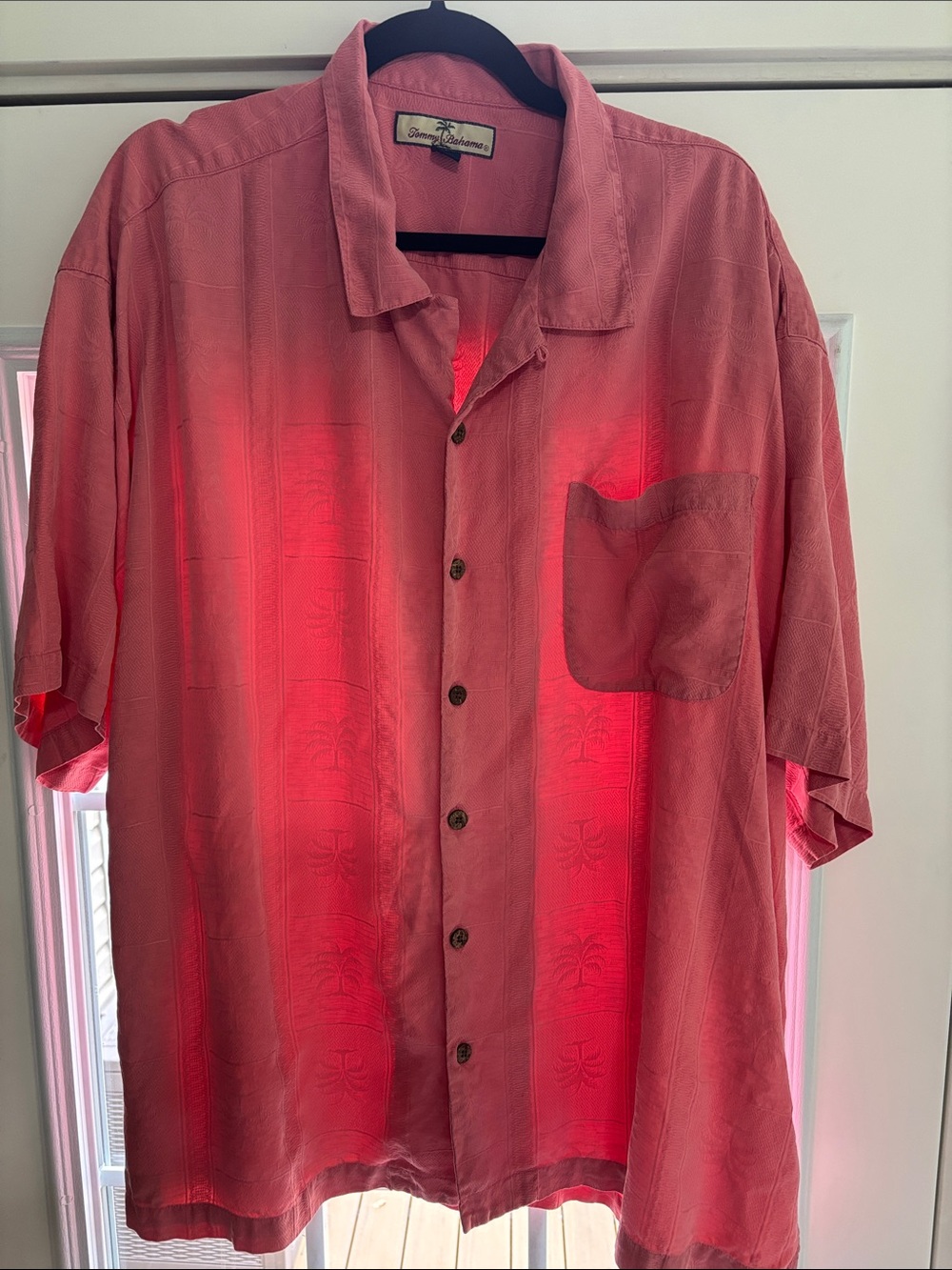 Tommy Bahama Coral-Pink Short Sleeve Button-Down Shirt